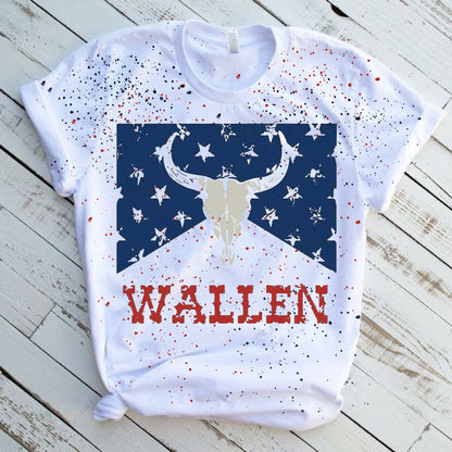 Wallen Bull Skull Splatter Graphic T-Shirt