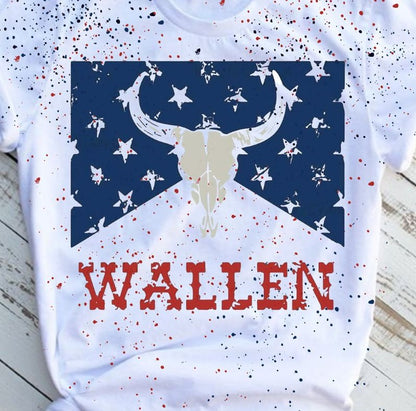 Wallen Bull Skull Splatter Graphic T-Shirt