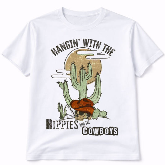 Hangin With The Hippies And Cowboys Graphic Tee Shirt