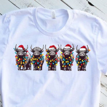 Highland Cow Christmas Graphic T-Shirt