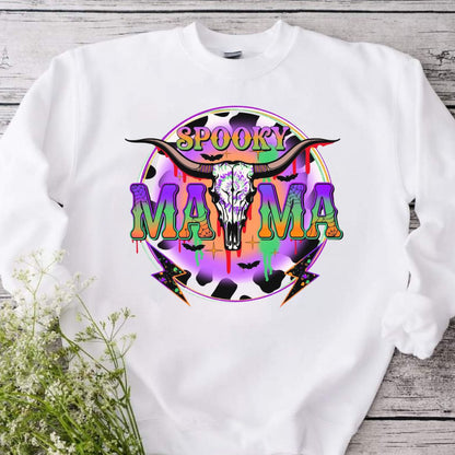 Spooky Mama Western Halloween White Sweatshirt