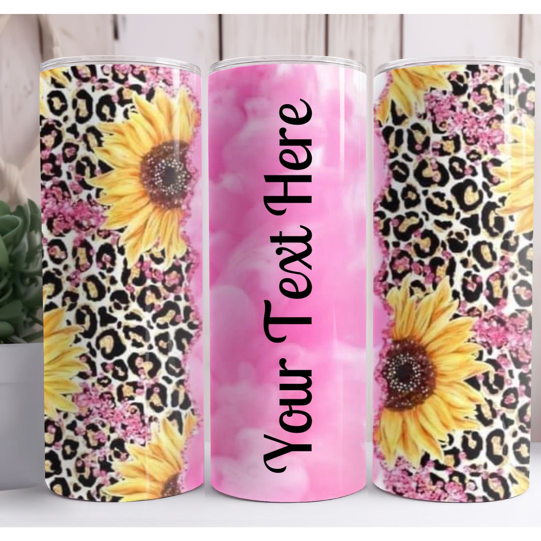 Pink Sunflower Personalized Name 20oz Skinny Tumbler