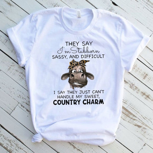 Country Charm Cow Graphic Tee Shirt