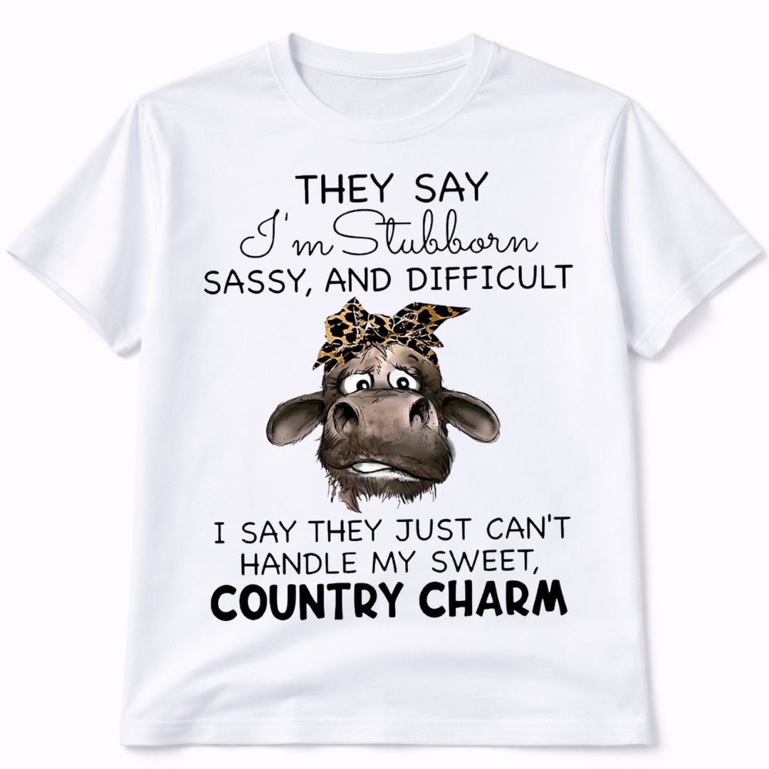 Country Charm Cow Graphic Tee Shirt