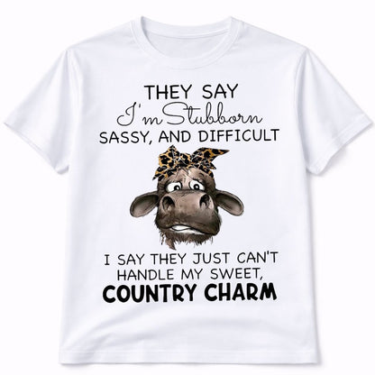 Country Charm Cow Graphic Tee Shirt