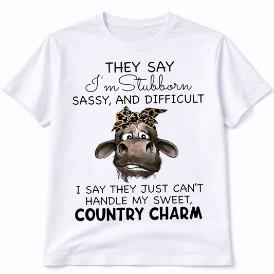 Country Charm Cow Graphic Tee Shirt