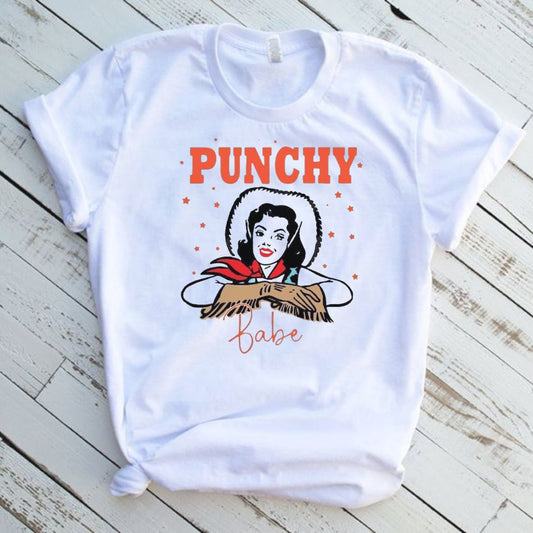 Punchy Cow Girl Western Graphic Tee Shirt