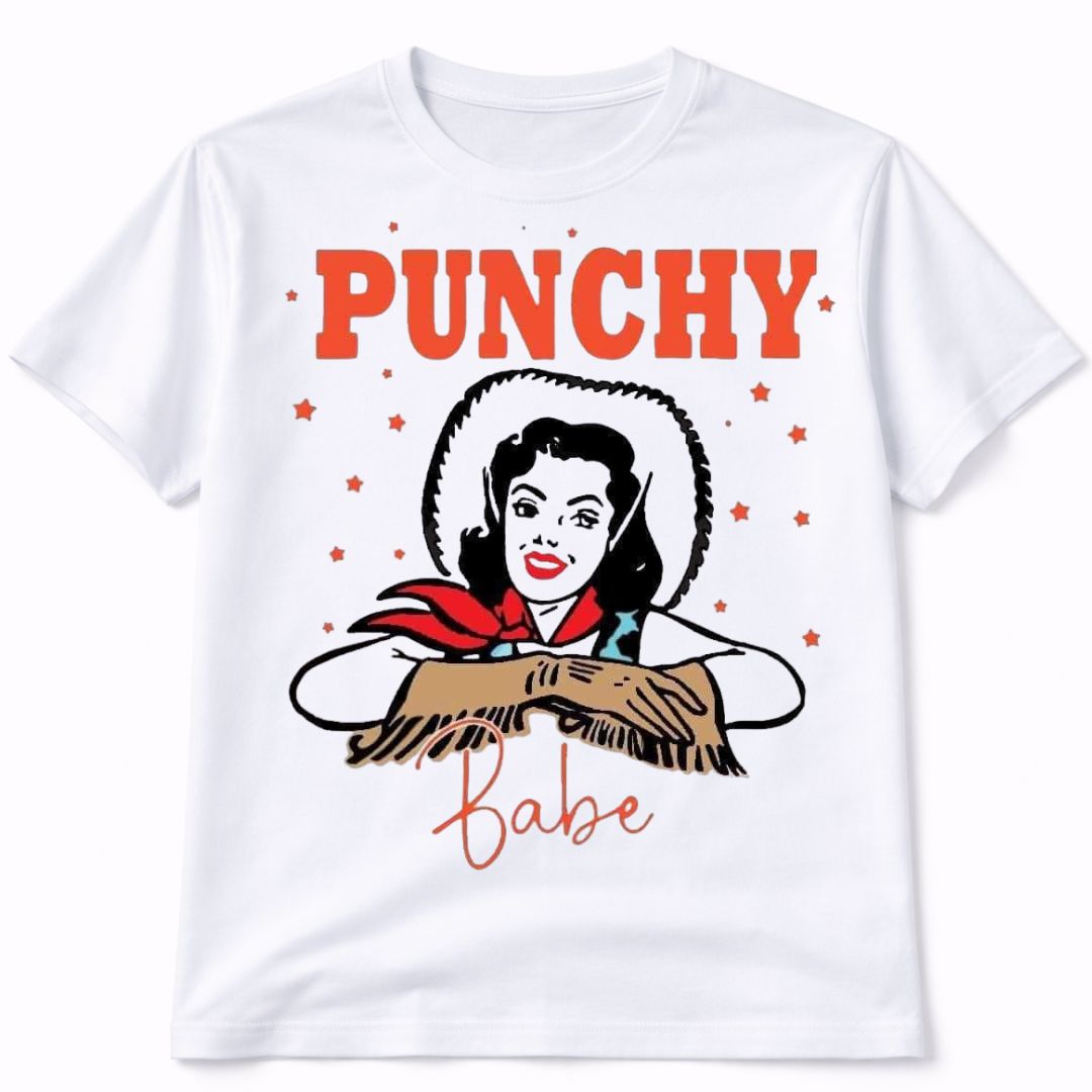 Punchy Babe Cowgirl Western Graphic Tee Shirt