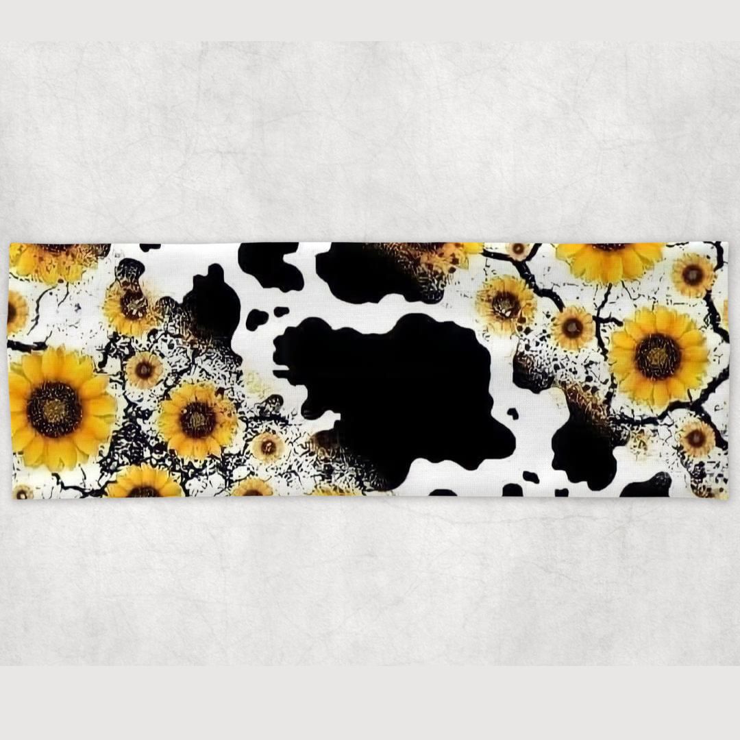 Cow Print Sunflower Yoga Headband