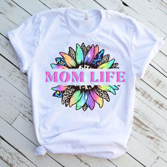 Mom Life Sunflower Western Graphic Tee Shirt