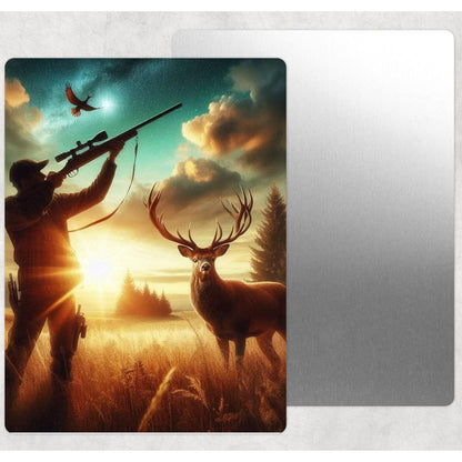 Deer Hunting Sunset Metal Sign