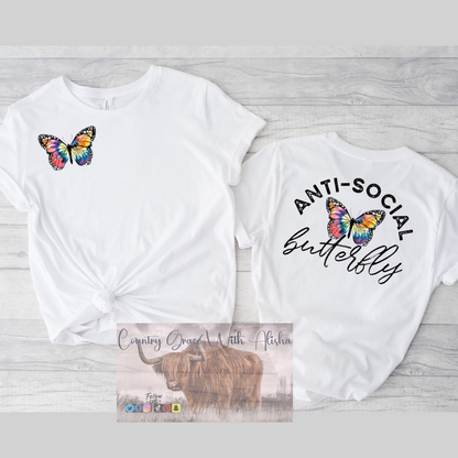 Antisocial Butterfly Graphic Tee Shirt