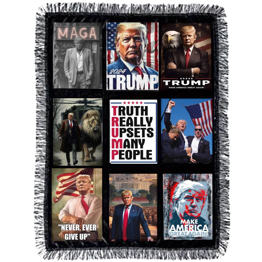 Trump President Fleece Blanket 9 Panel Custom Photo Throw Blanket