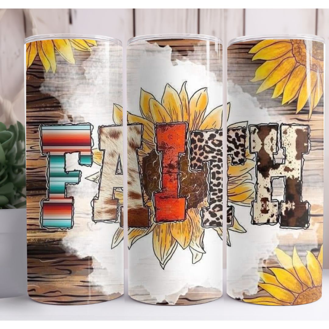 Faith Sunflower Custom 20oz Skinny Tumbler