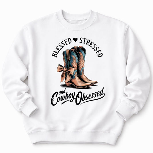 Cowboy Obsessed White Sweatshirt