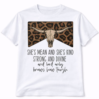 Shes Mean Shes Kind Western Bull Skull Graphic T-Shirt