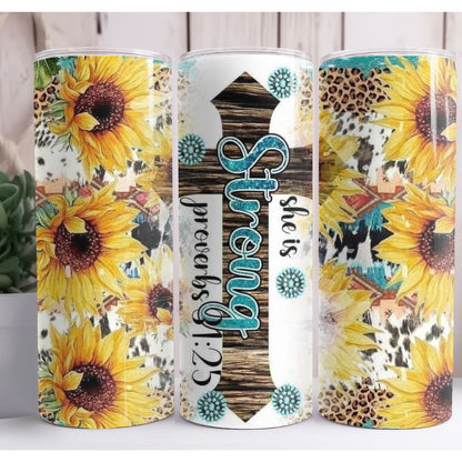 She Is Strong Cross Custom 20oz Skinny Tumbler