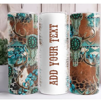 Bull Skull Western Personalized 20oz Skinny Tumbler