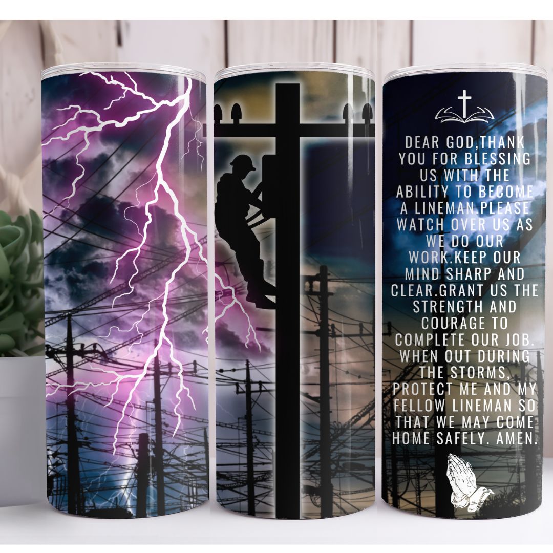 Linemans Prayer 20oz Skinny Tumbler