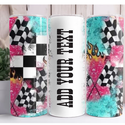 Racing Flag Personalized 20oz Skinny Tumbler