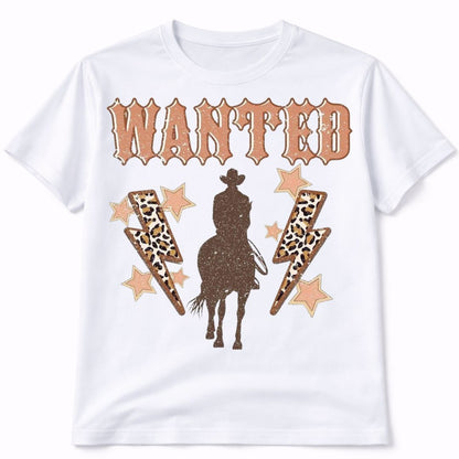 Wanted Cowboy Western Graphic T-Shirt