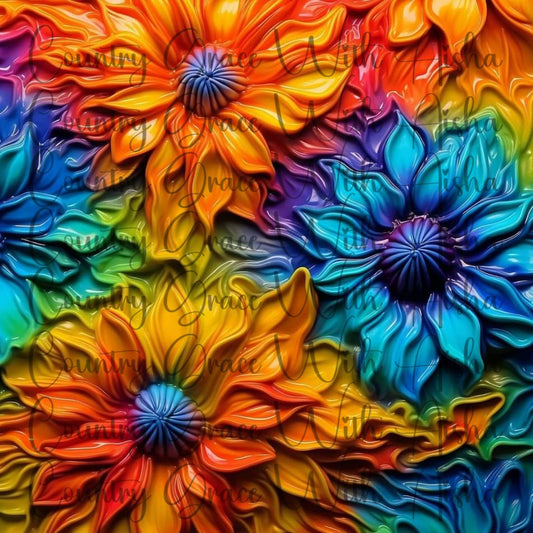 Colorful Sunflowers 20oz Skinny Tumbler Sublimation Wrap