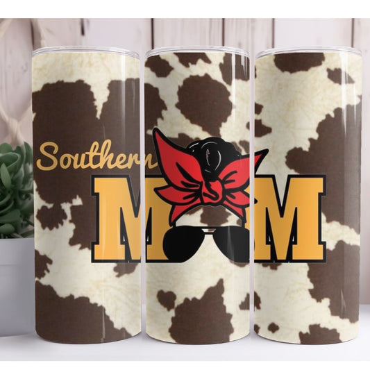Southern Mom Brown Cow Print 20oz Skinny Tumbler