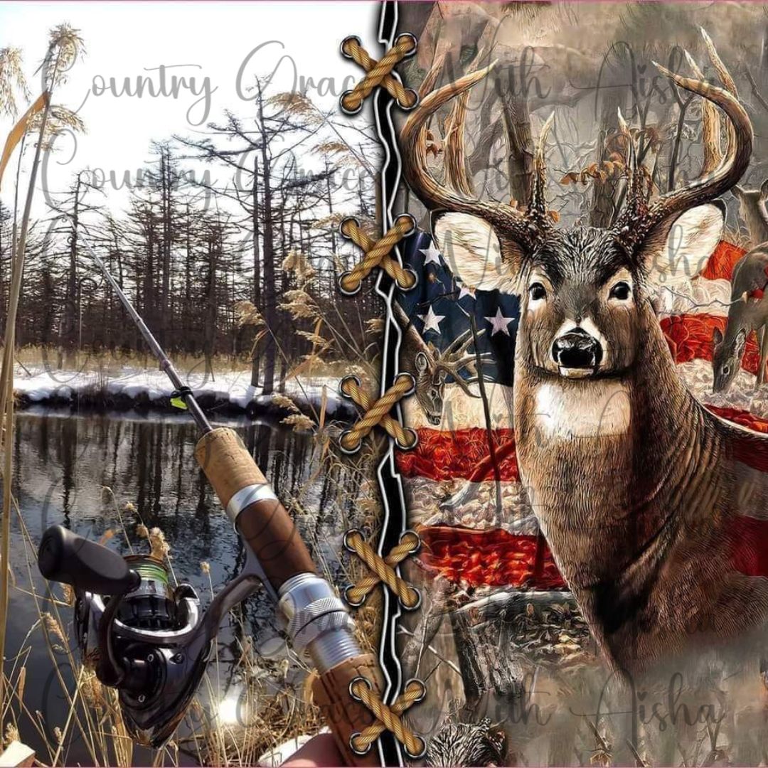 Fishing Deer Skinny Tumbler Sublimation Wrap