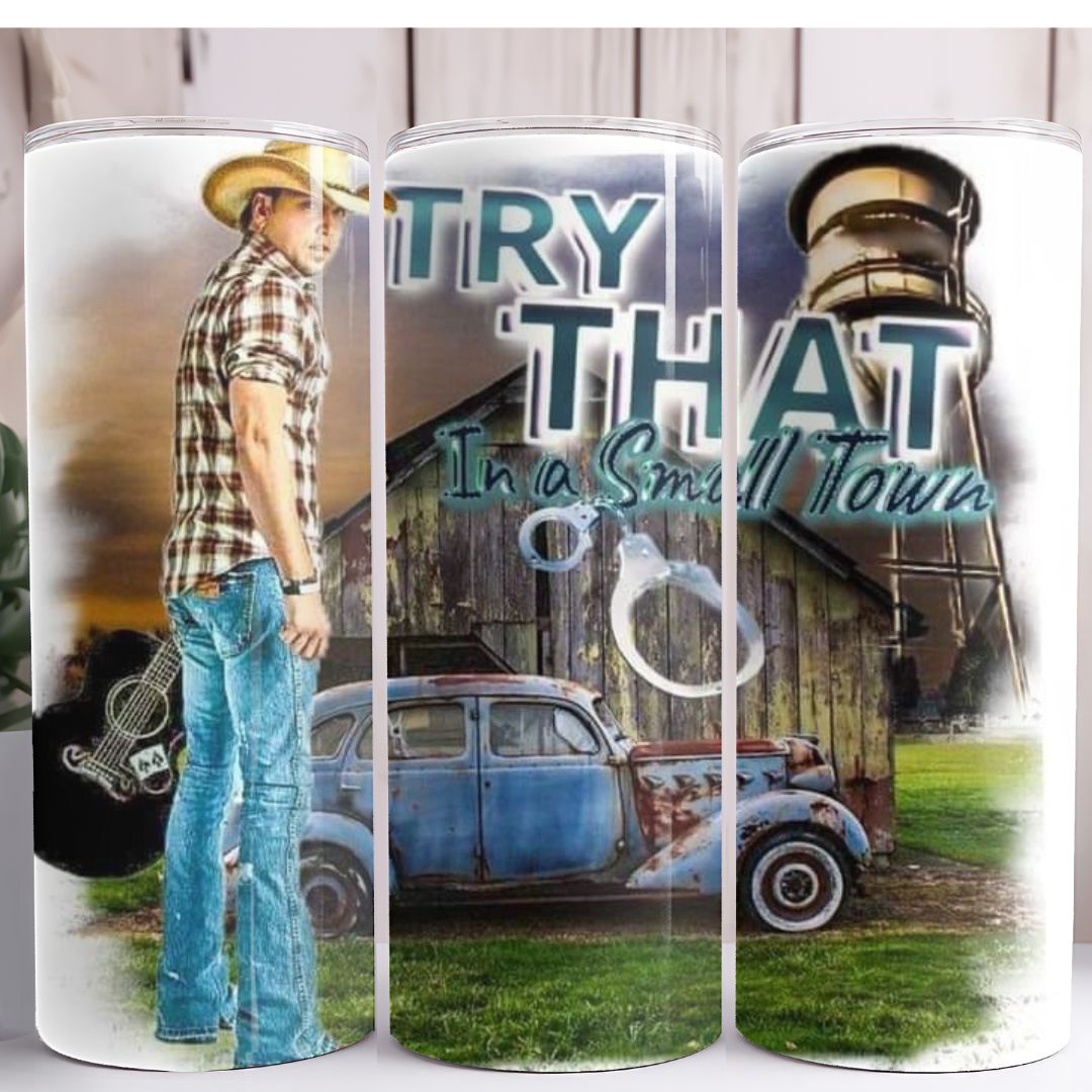 Small Town Jason Aldean 20oz Skinny Tumbler