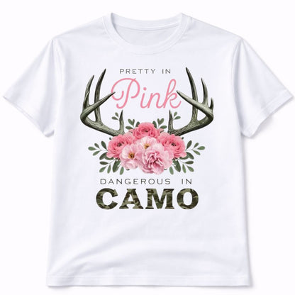 Pretty In Pink Dangerous In Camo Graphic Tee Shirt