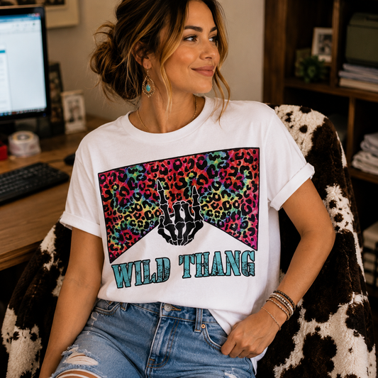 Wild Thang Animal Print Graphic Tee Shirt