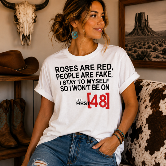 First 48 White T-Shirt Short Sleeve Graphic Tee