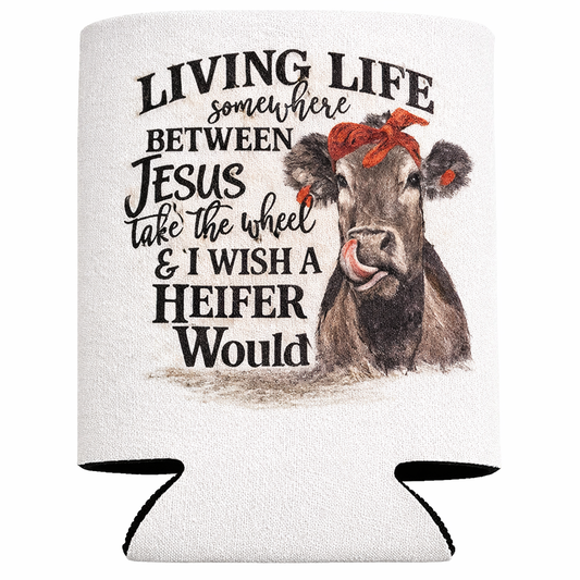 Living Life Cow Custom Can Cooler Koozie Insulated Drink Sleeve Drink Holder