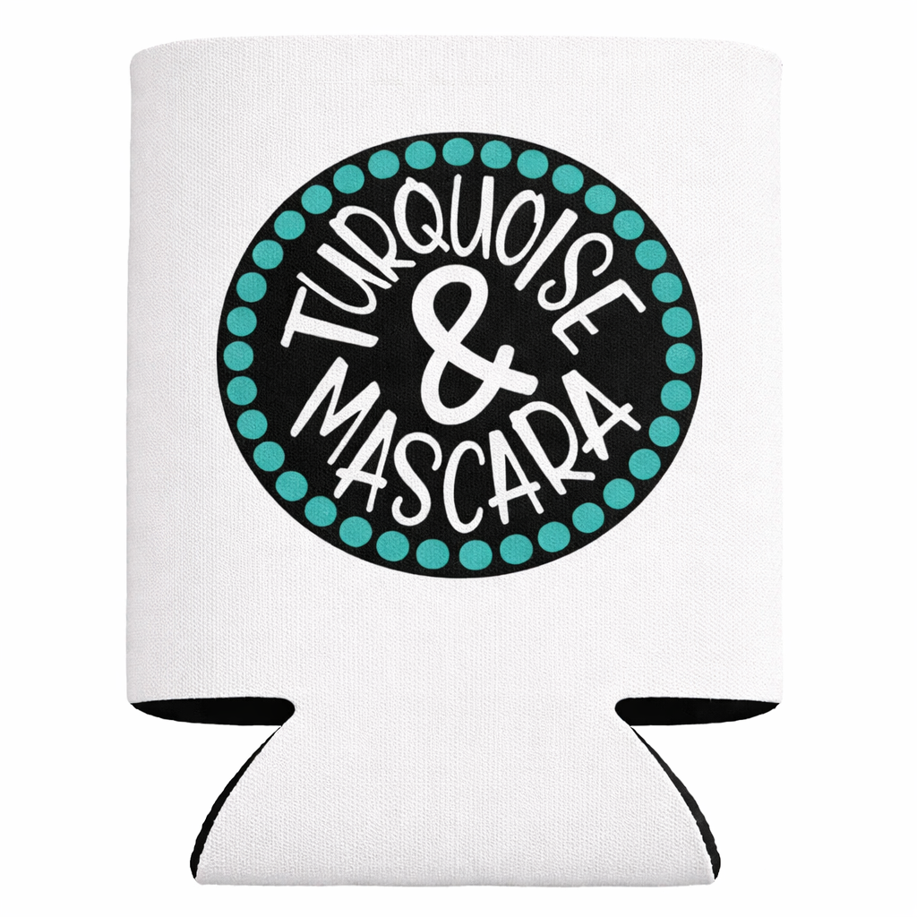 Turquoise and Mascara Can Cooler Koozie