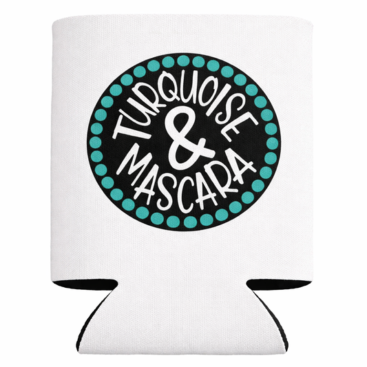 Turquoise and Mascara Can Cooler Koozie