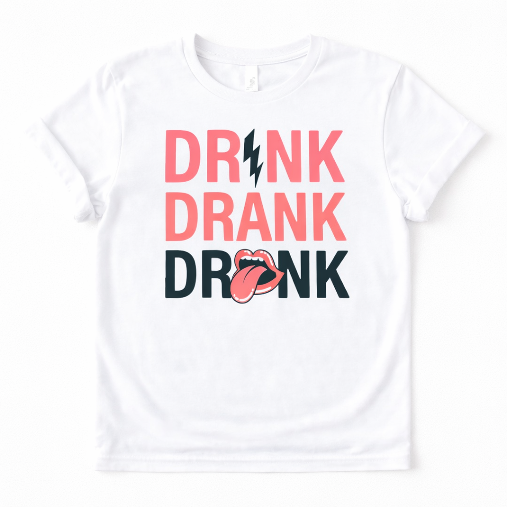 Drink Drank Drunk Western White T-Shirt Graphic Tee