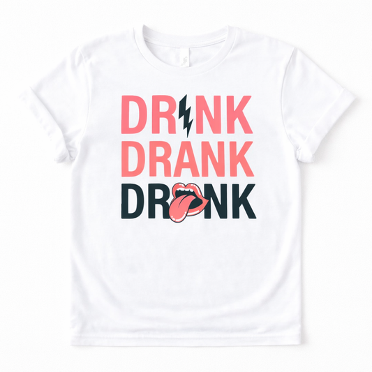 Drink Drank Drunk Western White T-Shirt Graphic Tee