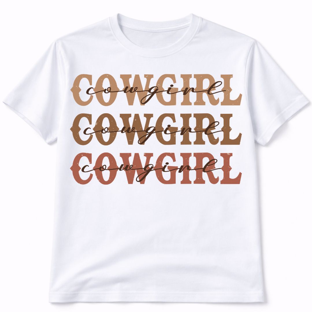 Cowgirl Western White T-Shirt Short Sleeve Graphic Tee
