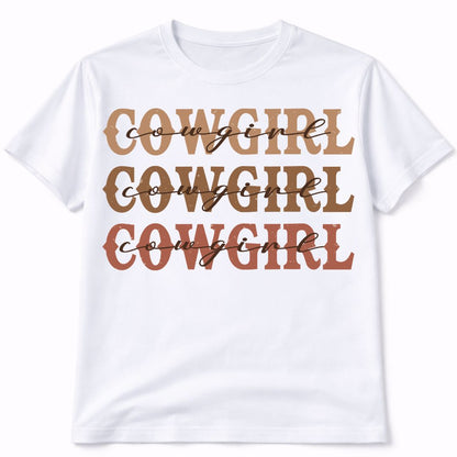 Cowgirl Western White T-Shirt Short Sleeve Graphic Tee