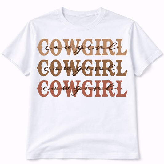 Cowgirl Western White T-Shirt Short Sleeve Graphic Tee