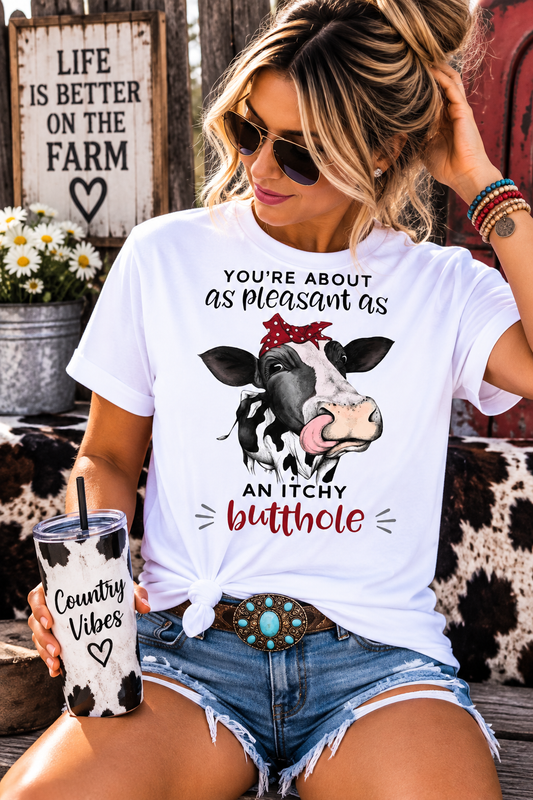 Western Cow Funny Graphic T-Shirt