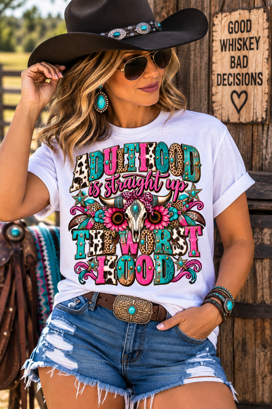 Adulthood Is The Worst Hood Tie Dye Graphic Tee