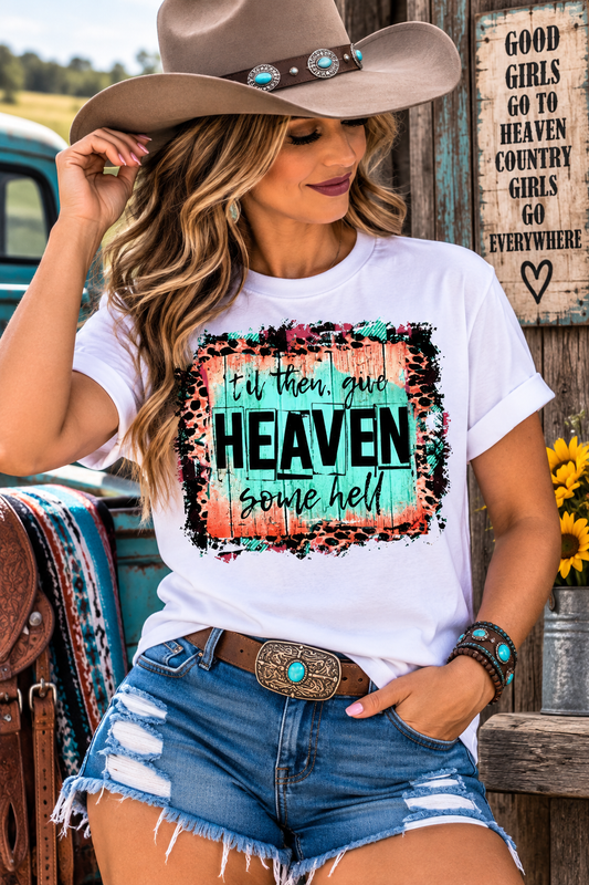 Give Heaven Some Hell Leopard Graphic Tee