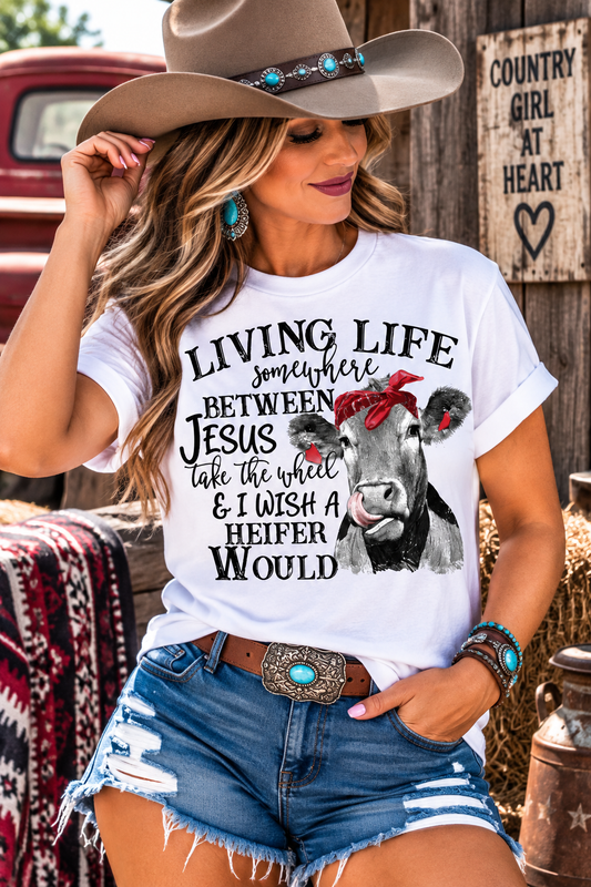 Wish A Heifer Would Cow Graphic TShirt