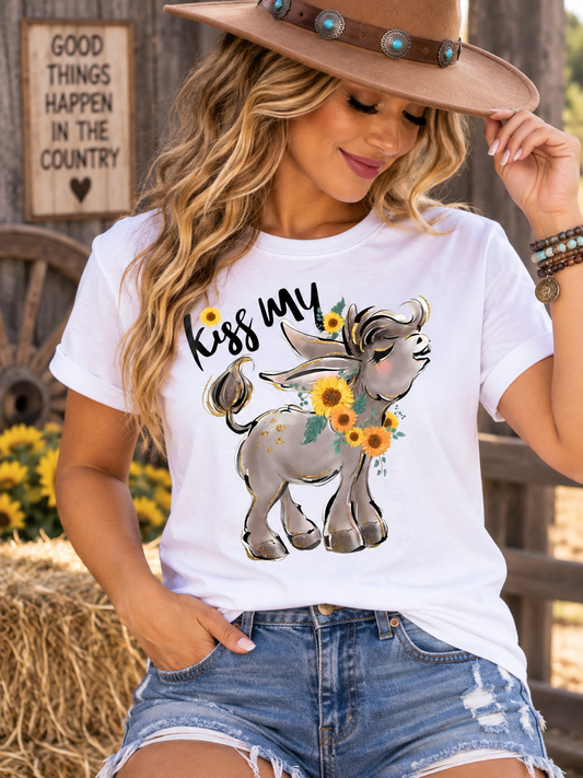 Kiss My Donkey Funny Graphic T-Shirt
