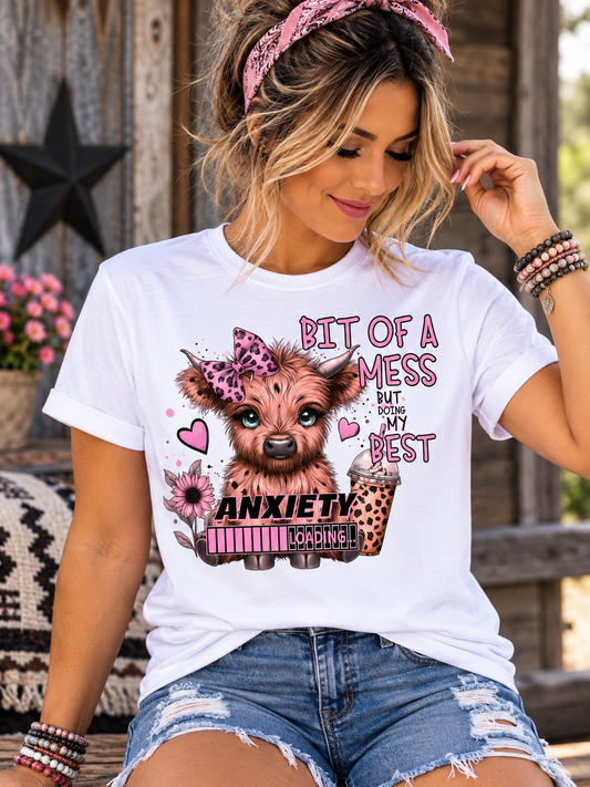 Highland Cow Anxiety Funny Graphic T-Shirt