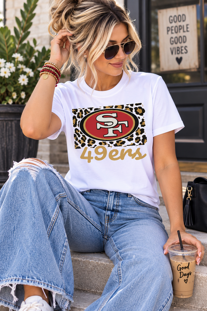 49ers Football Graphic T Shirt Trendy Boutique Style Tee Womens Gift White