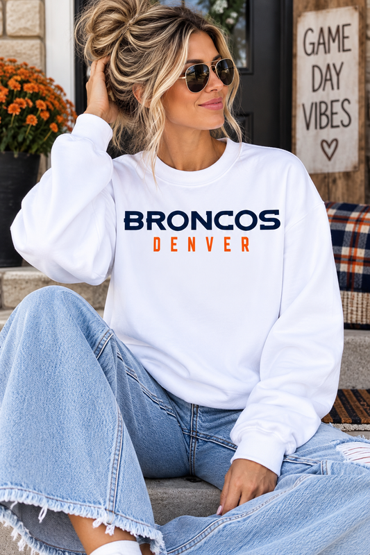 Broncos Football White Sweatshirt