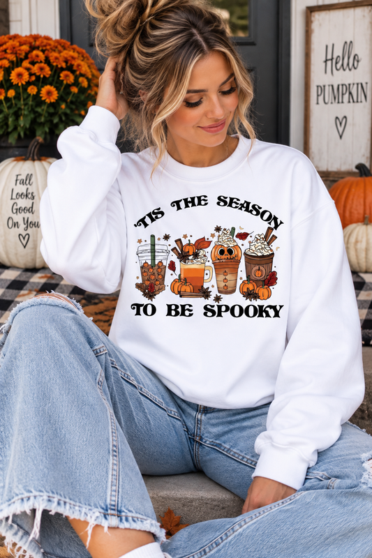 Tis the Season Spooky Halloween White Sweatshirt