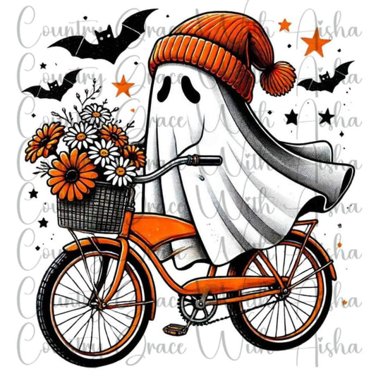 Ghost Bike Halloween Ready to Press Sublimation Transfer